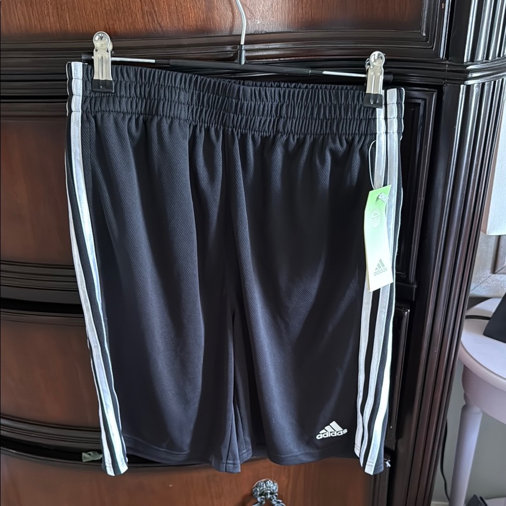 Adidas Black Shorts with White Accents